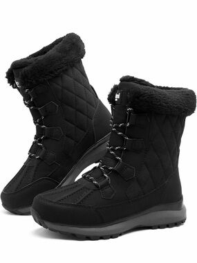 Black Quilted Faux-Fur Winter Boots - Women